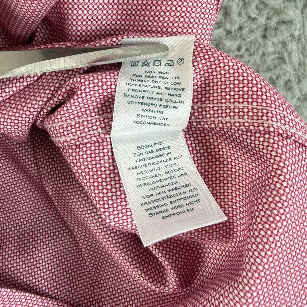 Charles Tyrwhitt Button-Up Dress Shirt Mens Large Pink‎ Extra Slim Fit Non-Iron